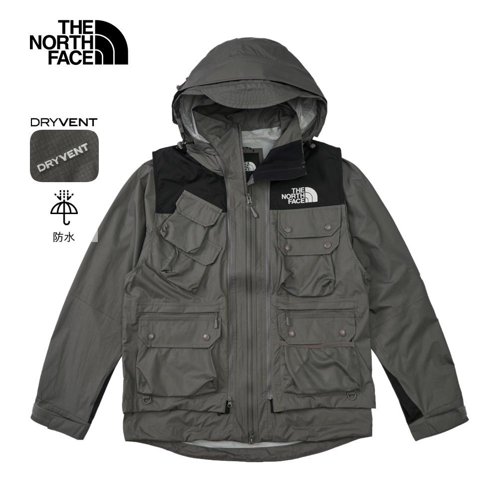 The North Face北面UE男款灰黑拼接DryVent防水透氣連帽外套｜8CKVRPI