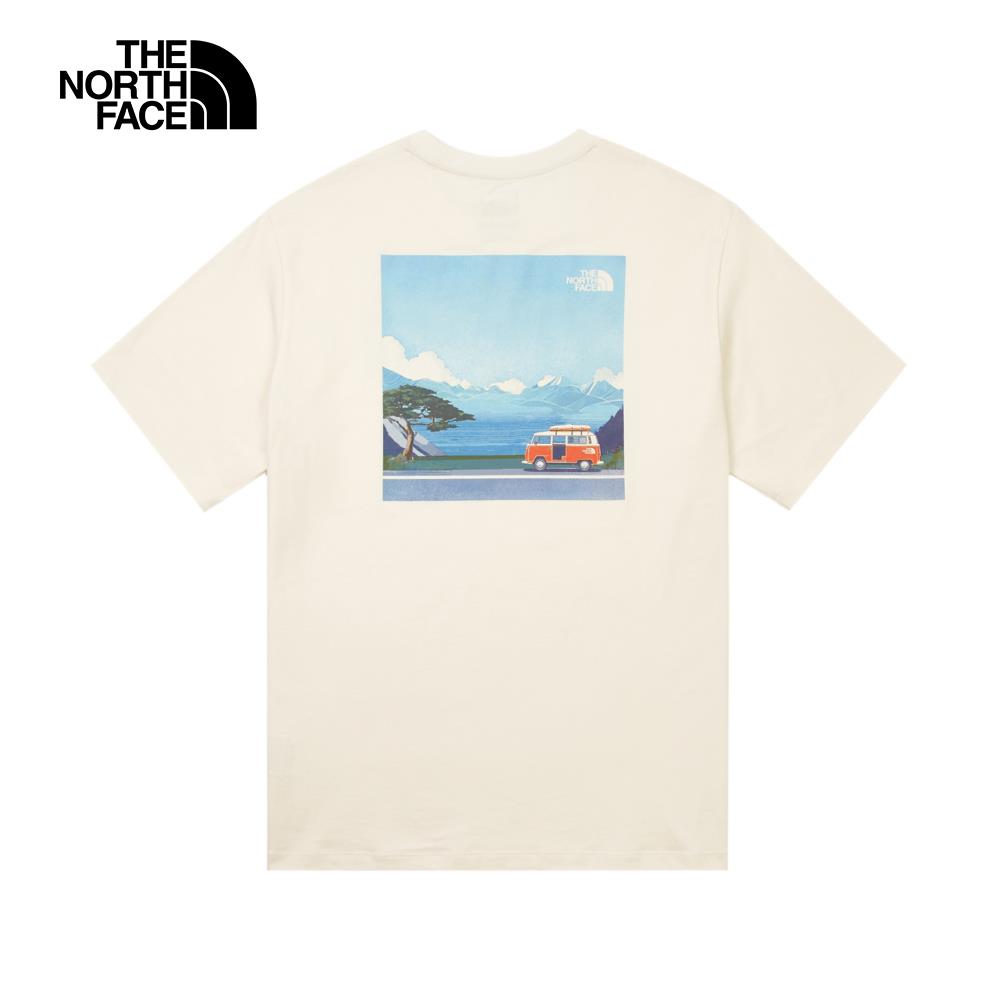 The North Face北面男女款米白色純棉短袖T恤｜8DC2QLI