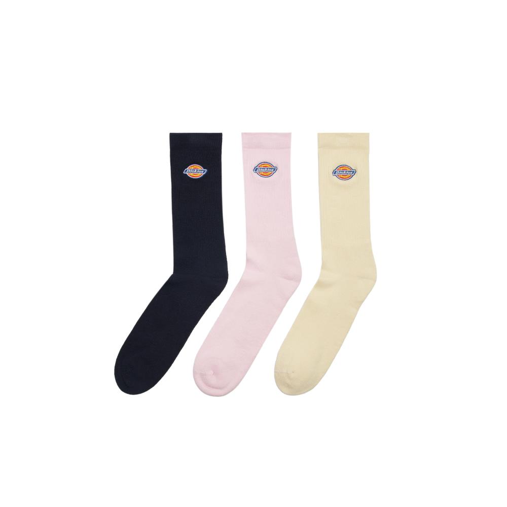 Dickies男女款黑粉黃組合經典三色刺繡Logo中筒襪(三雙入)|DK012354L17
