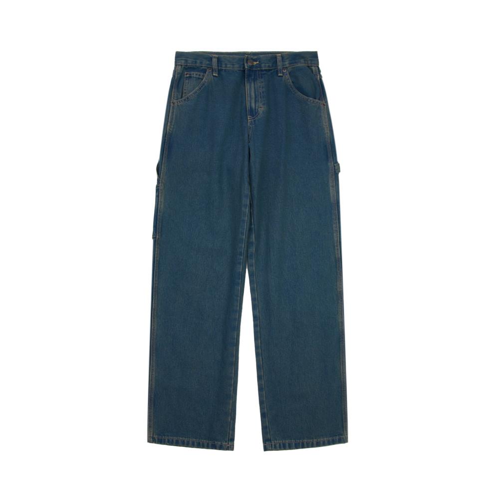 Dickies男款經典水洗藍純棉石洗多口袋休閒直筒牛仔長褲|DK019294C2L