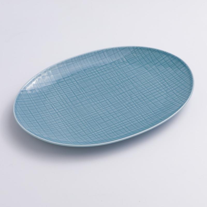 WAGA 湖水綠格 31cm 陶瓷橢圓盤｜單品