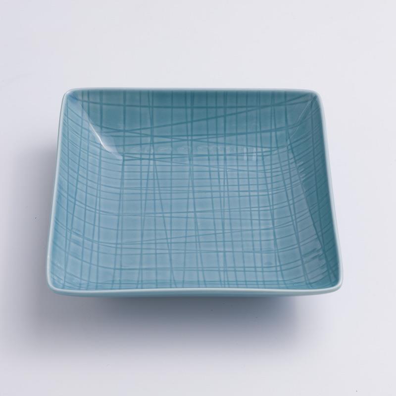 WAGA 湖水綠格 18cm 陶瓷正方盤｜單品