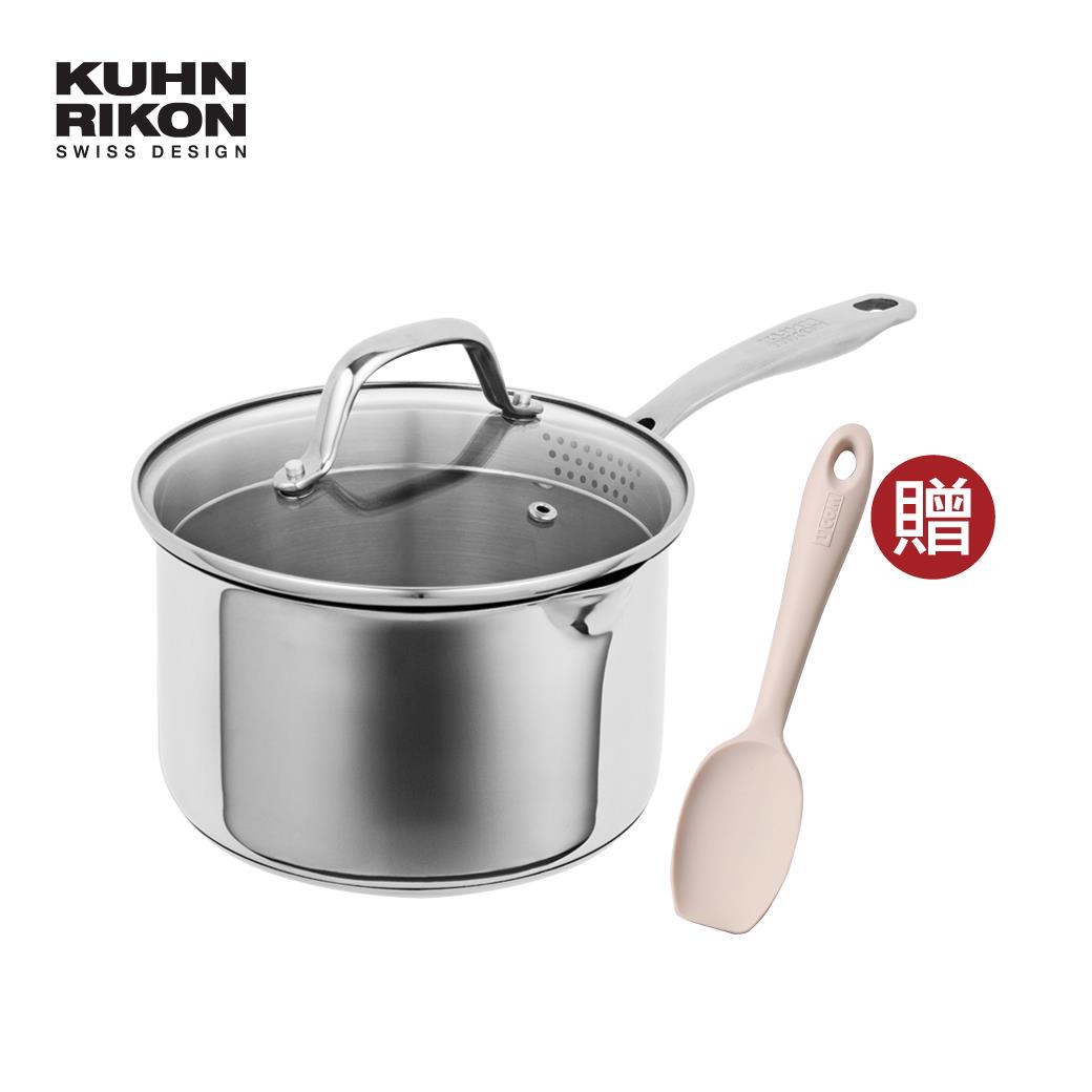 【品牌會員限搶，限量100組｜7/05~7/10，限時39折】瑞士ALLROUND單柄湯鍋18CM【贈 炫彩攪拌平匙（顏色隨機）+鍋蓋】