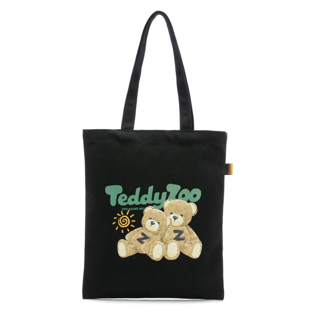TEDDY ZOO 天然全棉純色Friendly帆布袋-黑色(TZB107)