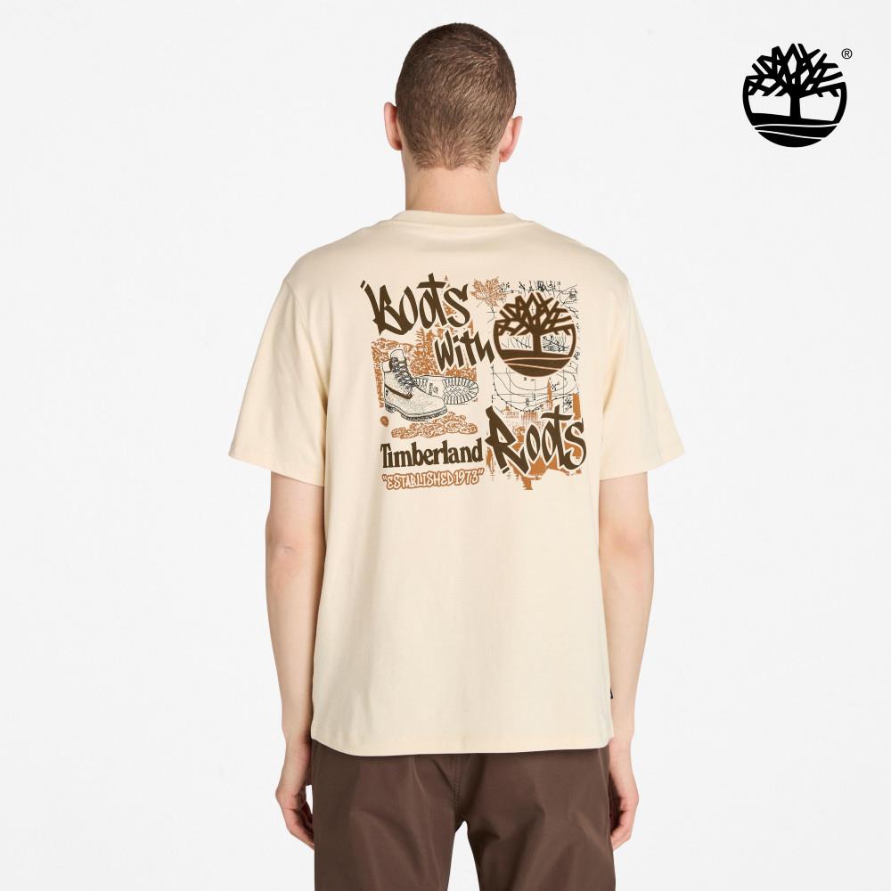 Timberland 男款象牙色背後圖案短袖T恤|A6NUQEFL