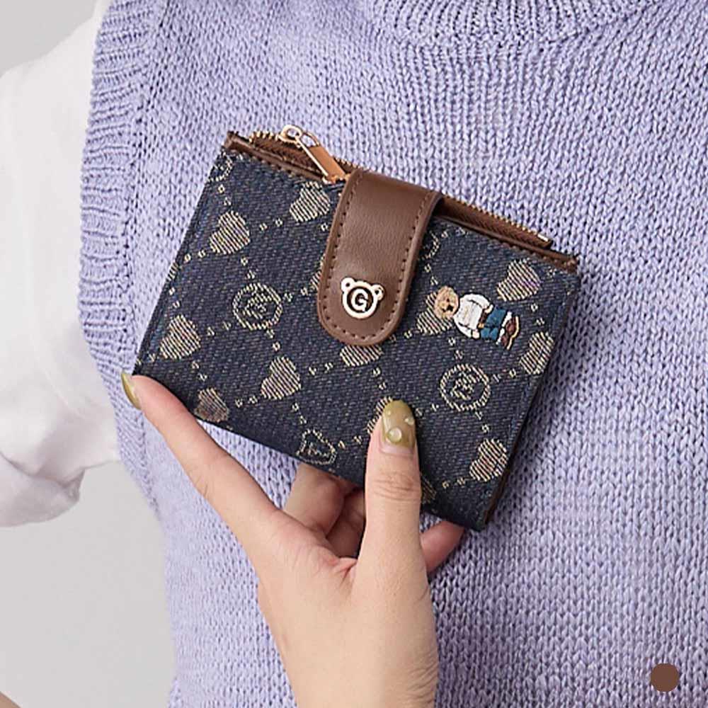 天藍小舖-GUOO BEAR刺繡小熊愛心老花中夾-單1款-$590【A08081863】