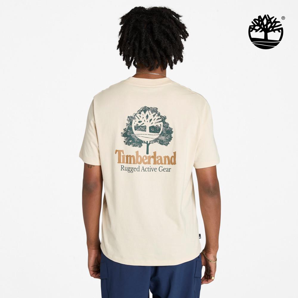 Timberland 男款米白色背後圖案短袖T恤|A69E3A0P
