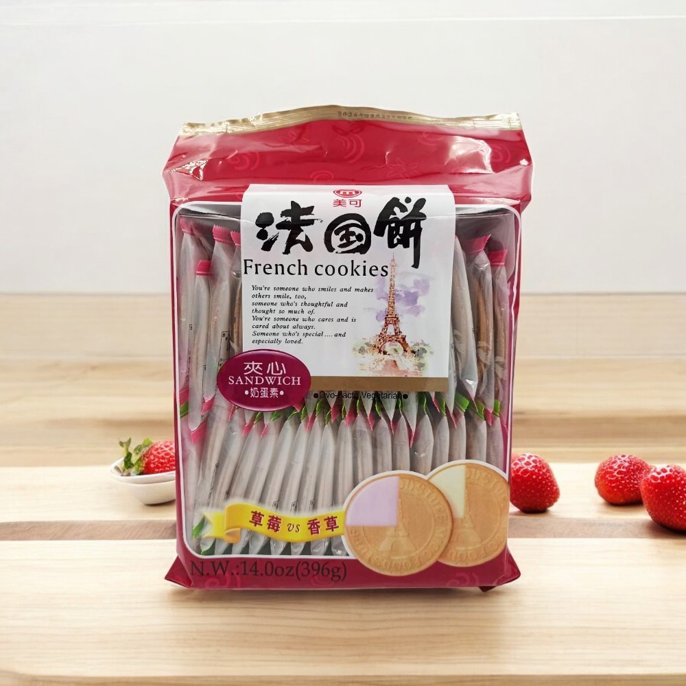【美可食品】法國餅二味夾心(草莓 香草)(396g)
