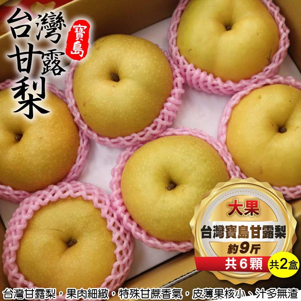 【廚鮮王-宅配】(免)2盒台灣寶島甘露梨-大果(約9斤±10%/盒(6顆/盒)*2盒)