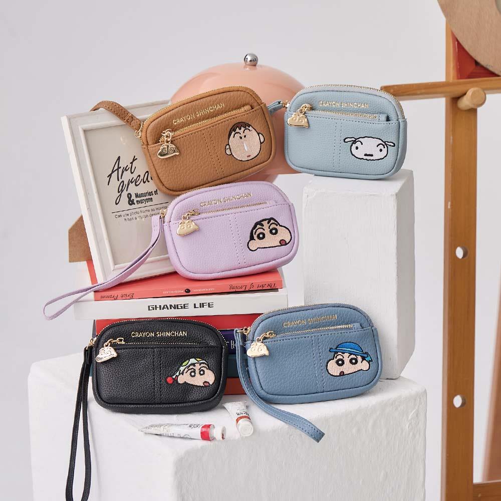 天藍小舖-蠟筆小新刺繡大頭手拿零錢包-共5色-$290【A09091704】