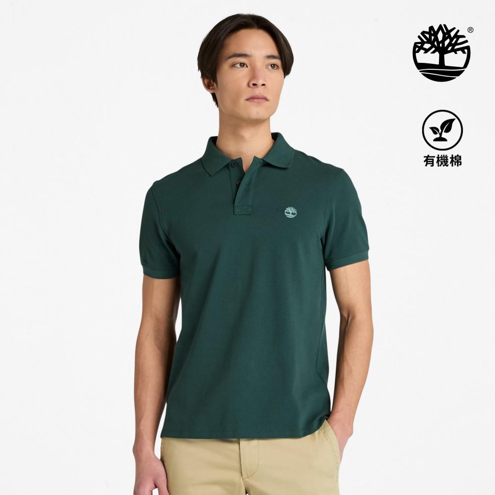 Timberland 男款綠色合身短袖POLO衫|A2EPM317