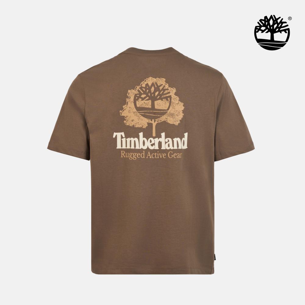 Timberland 男款巧克力棕背後圖案短袖T恤|A69E3A2K