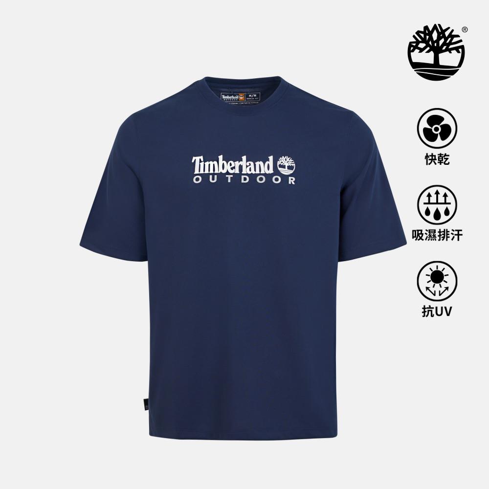 Timberland 男款藍色防曬短袖T恤|A41Z5451