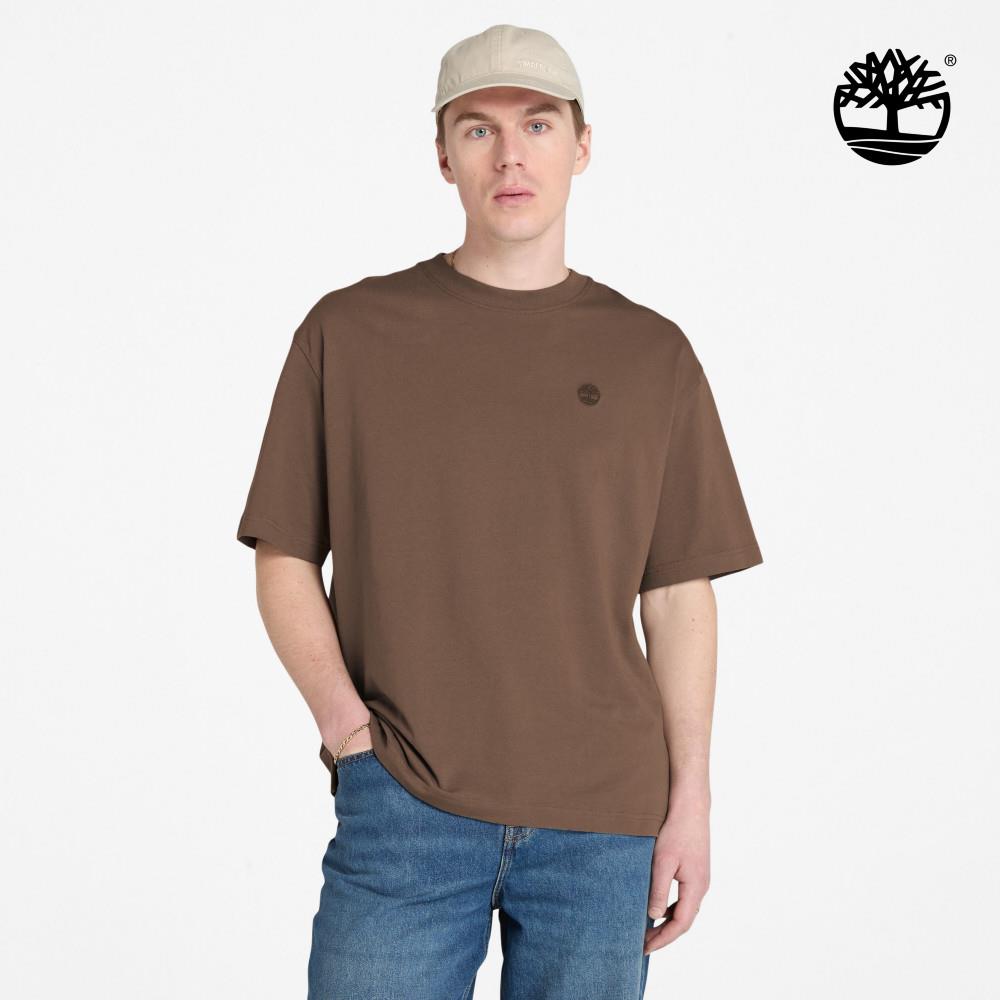 Timberland 男款咖啡色寬版休閒短袖T恤|A6AF7BK0