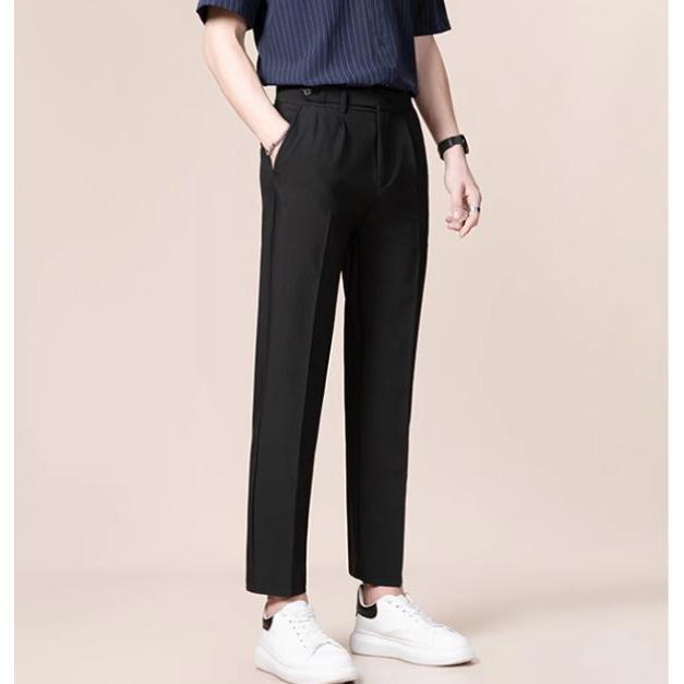 日系垂墜感西裝褲 直筒寬鬆休閒褲 九分西裝褲【NTJ8879】