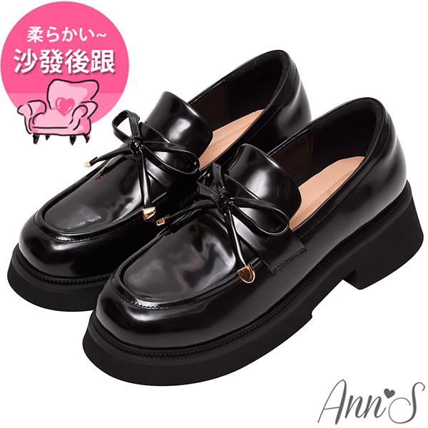 ✨NEW✨Ann’S金墜蝴蝶結-顯瘦輕量厚底樂福鞋4.5cm-黑