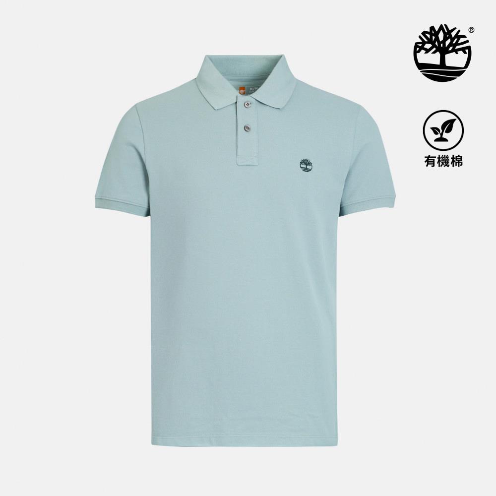 Timberland 男款藍銀色合身短袖POLO衫|A2EPMEYM