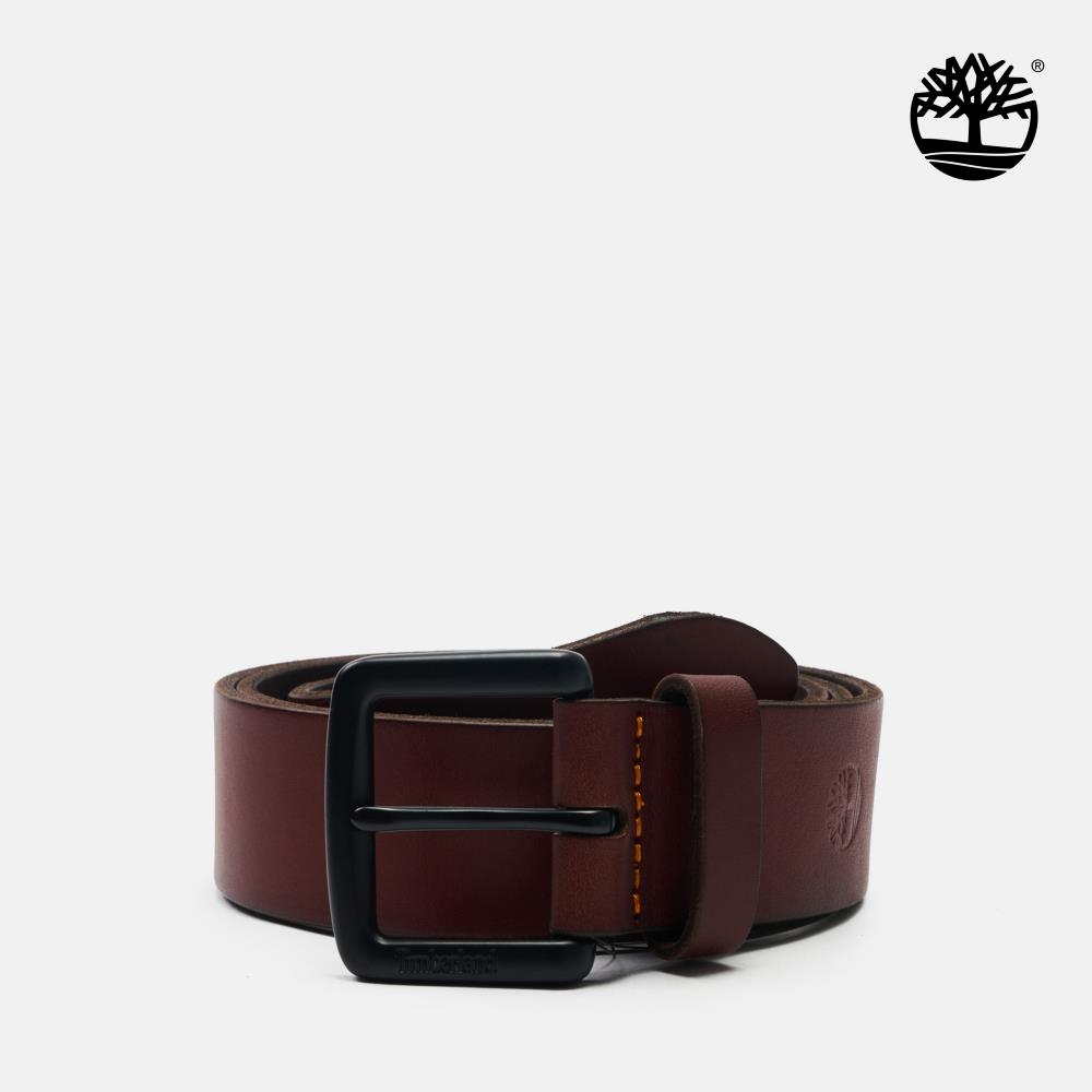 Timberland 中性棕色帶扣牛皮皮帶|A5PU1214