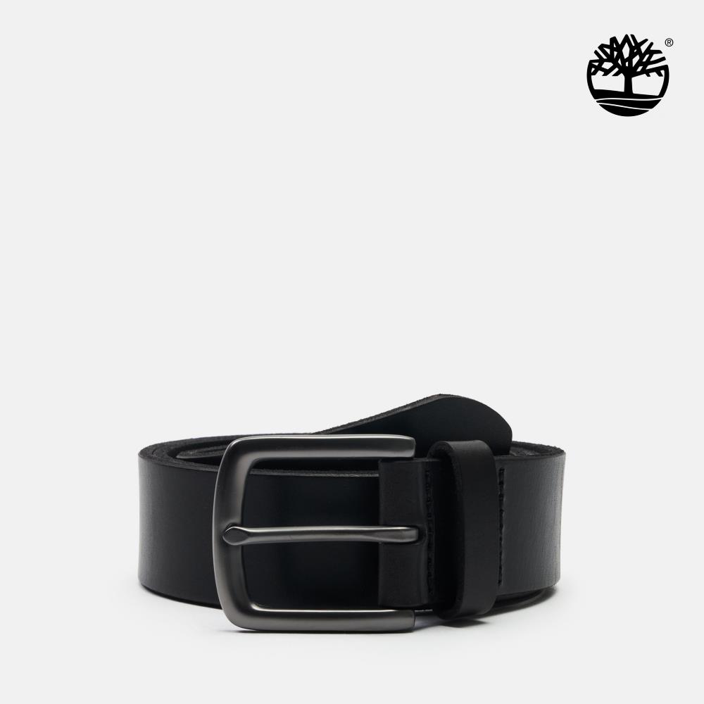 Timberland 中性黑色經典牛仔褲牛皮皮帶|A5PVW001