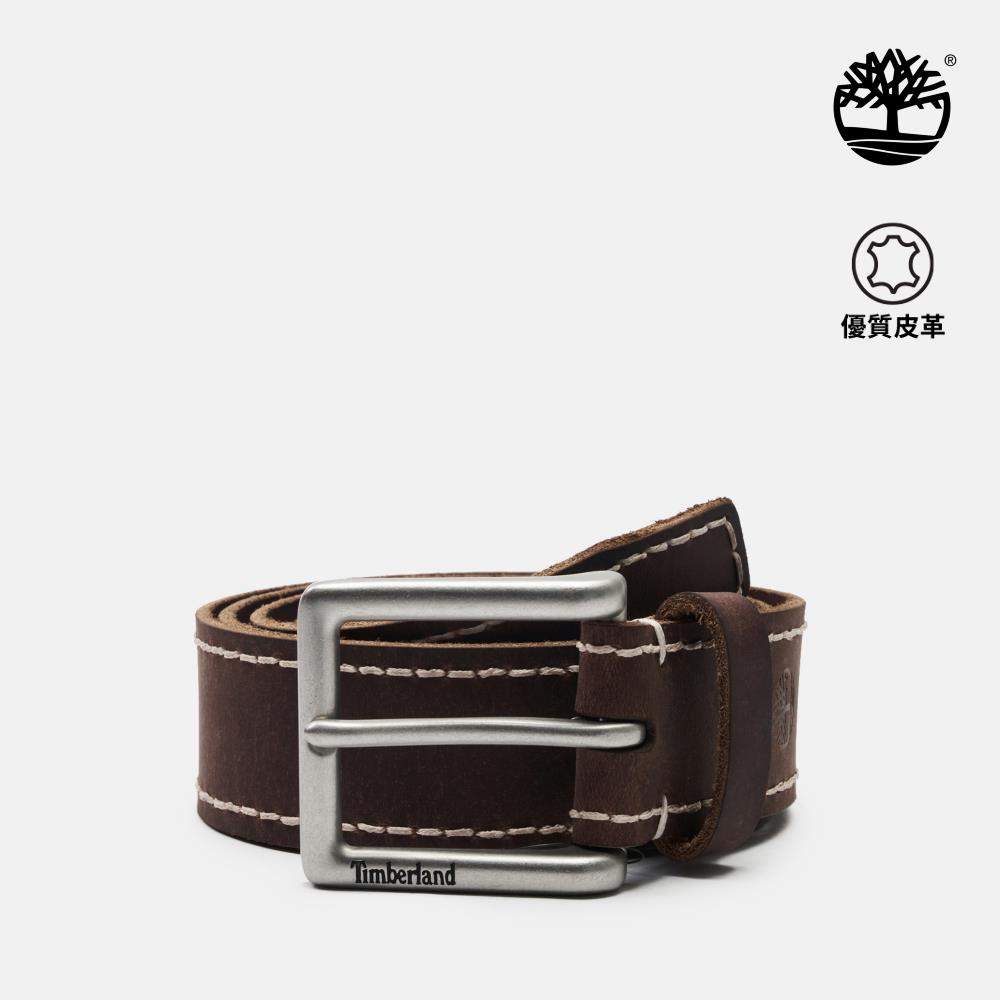 Timberland 中性棕色手工縫製牛皮皮帶|A5QAN214