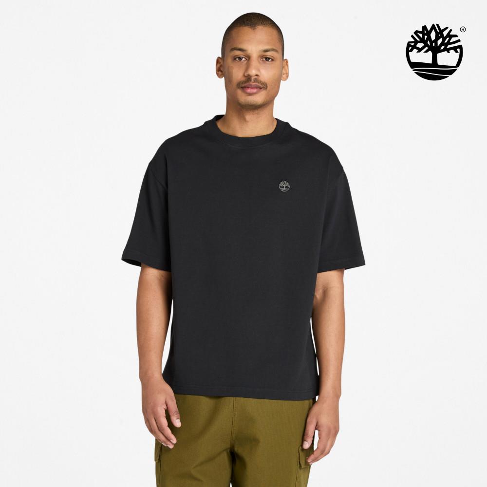 Timberland 男款黑色寬版休閒短袖T恤|A6AF7001