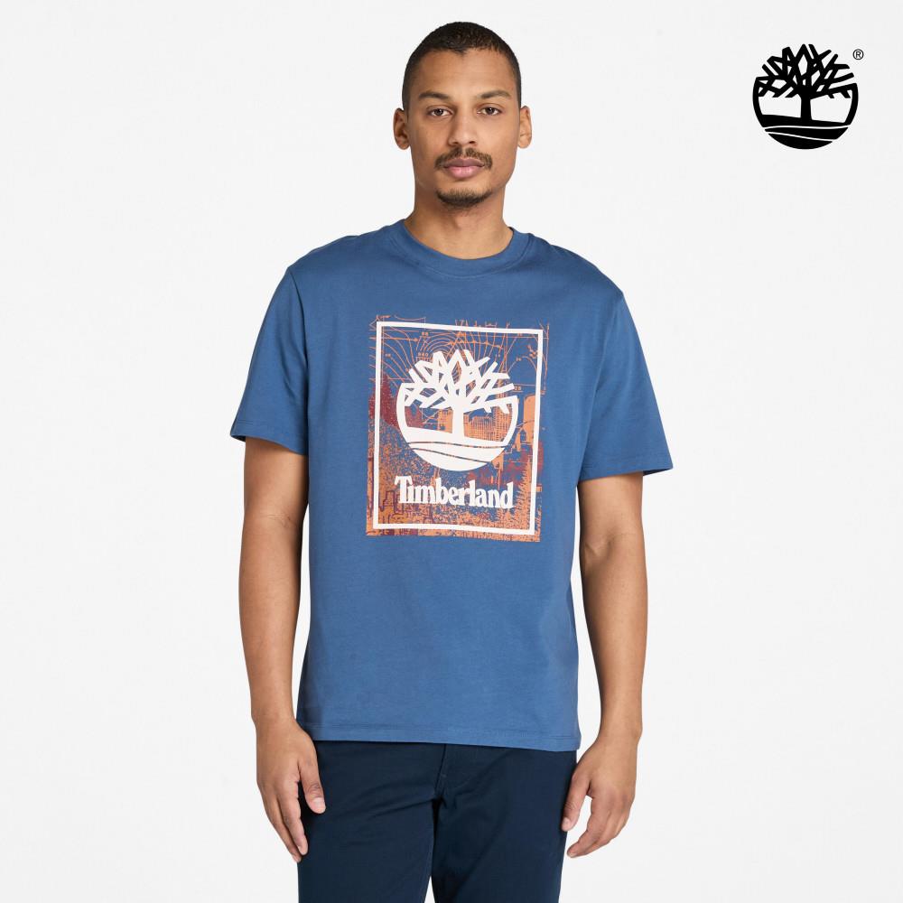 Timberland 男款藍色休閒短袖T恤|A6NQBEYO