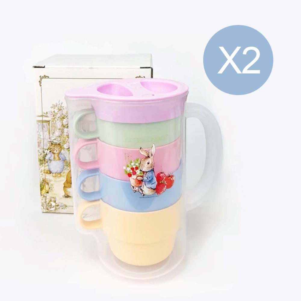 【比得兔】比得兔粉彩一壺四杯組*2(一壺四杯組*2套(壺約960ml， 杯子約200ml))