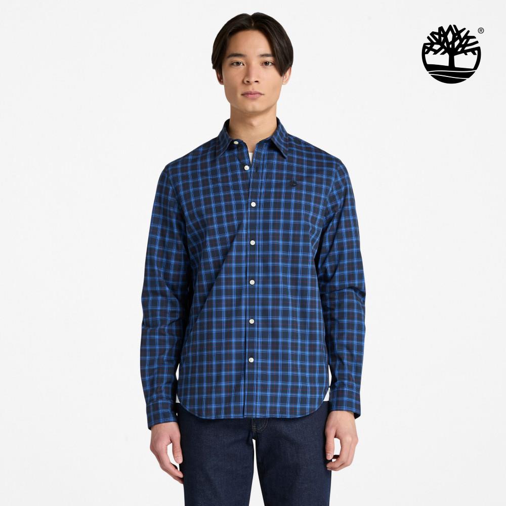 Timberland 男款深寶石藍府綢格紋襯衫|A6BJ8B68