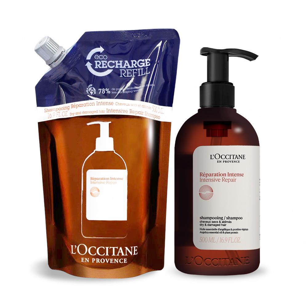 【LOCCITANE】草本洗髮超值組 補充國際航空版(超值組-500ml 補充包500ml)