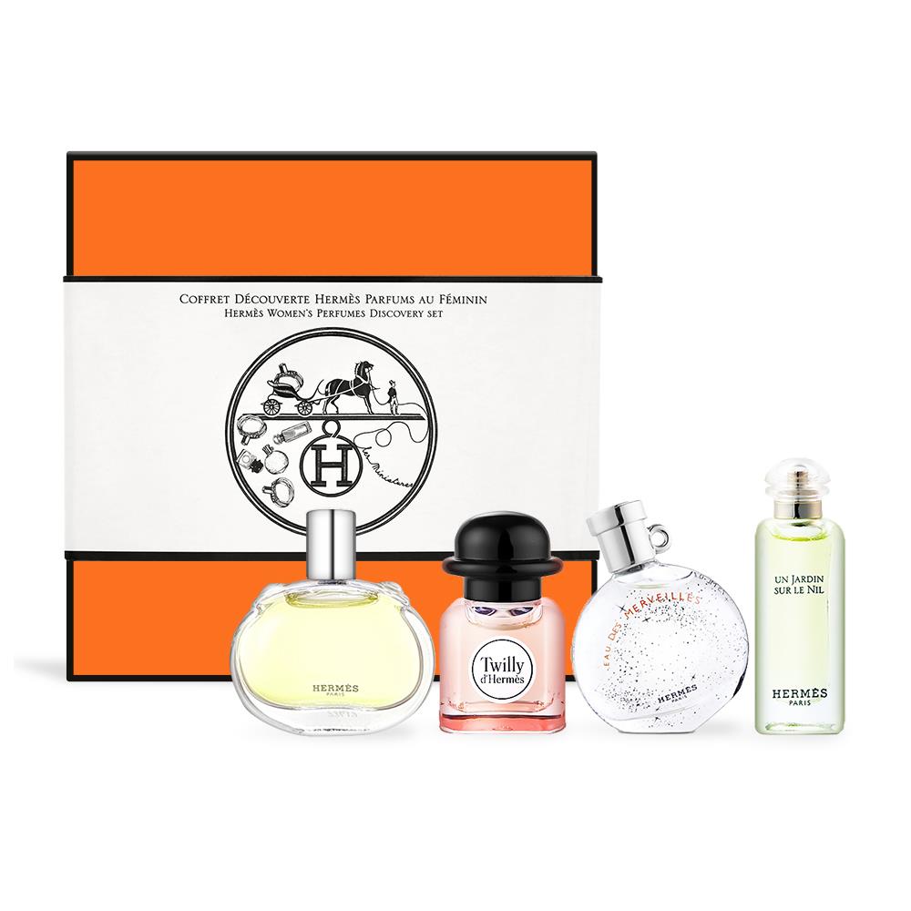【HERMES】小香禮盒四入組 -國際航空版(7.5mlX4/絲巾+尼羅河花園+橘彩星光+巴赫尼)