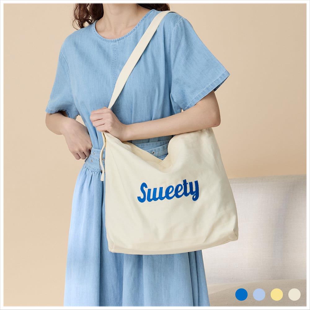 天藍小舖-SWEETY刺繡帆布肩背包-共4色-$399【A15153149】