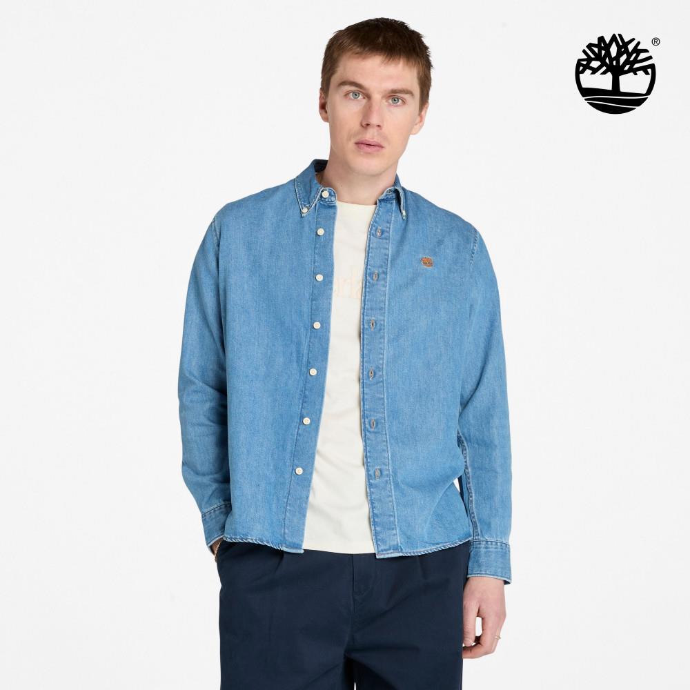 Timberland 男款天藍色天絲™牛仔襯衫|A6N7QA2V