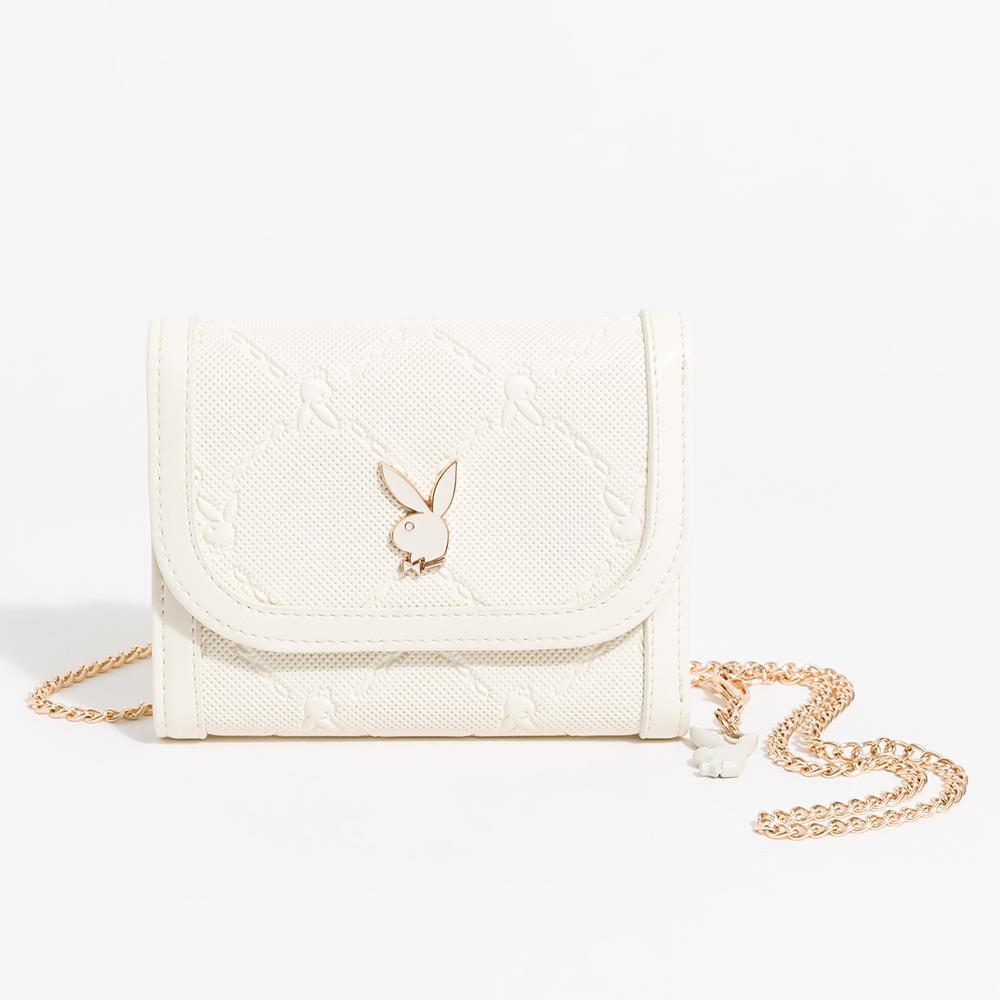PLAYBOY-短夾附長鍊帶 Pure系列-米白色(542-6613-01-2)