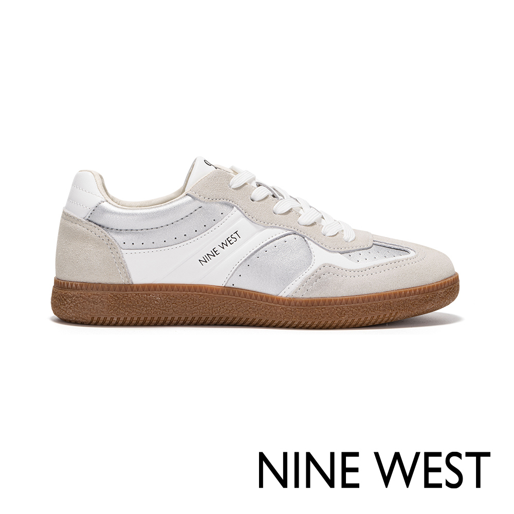 【NINE WEST】白色US7.5-真皮拼接德訓鞋(NW10271-WHI40)