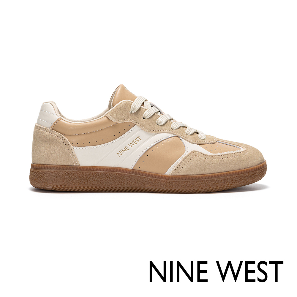 【NINE WEST】棕色US8-真皮拼接德訓鞋(NW10271-KHI41)
