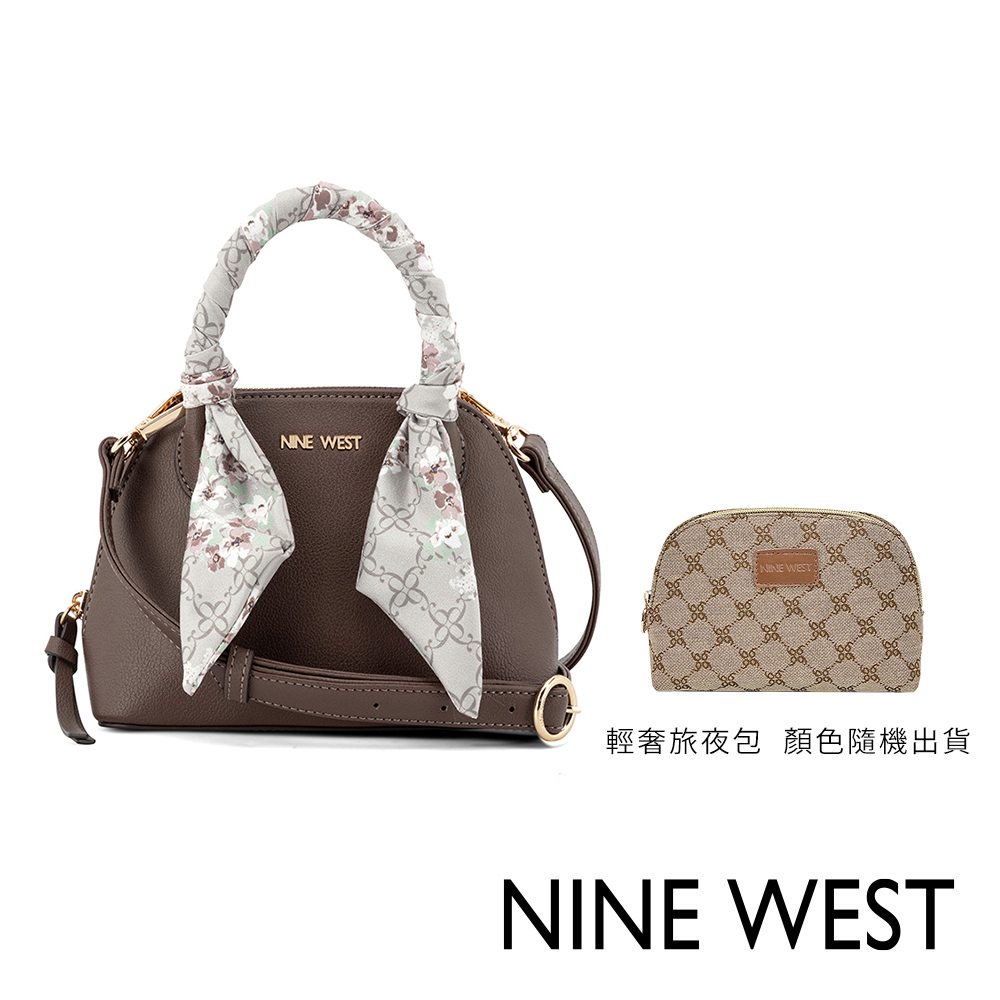 【NINE WEST】絲巾手提兩用包-可可色 旅夜包(193314224320 G0018)