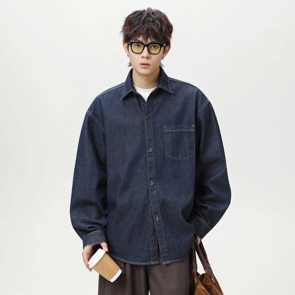 韓版水洗刷色寬鬆版型牛仔襯衫 牛仔夾克 男生外套 男生襯衫 牛仔襯衫 牛仔上衣【NZMC3993】