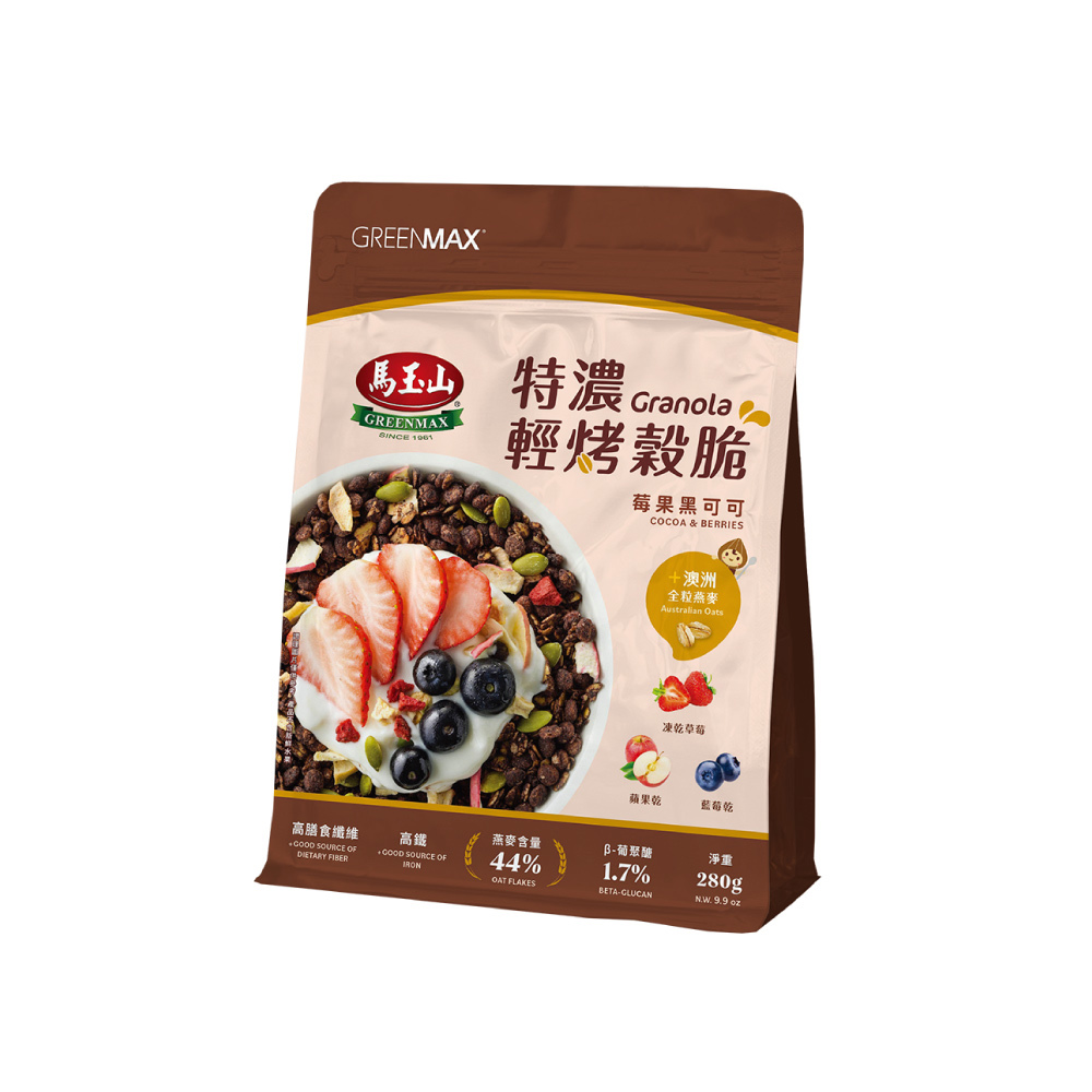 【馬玉山】特濃輕烤穀脆-莓果黑可可(280g/包)
