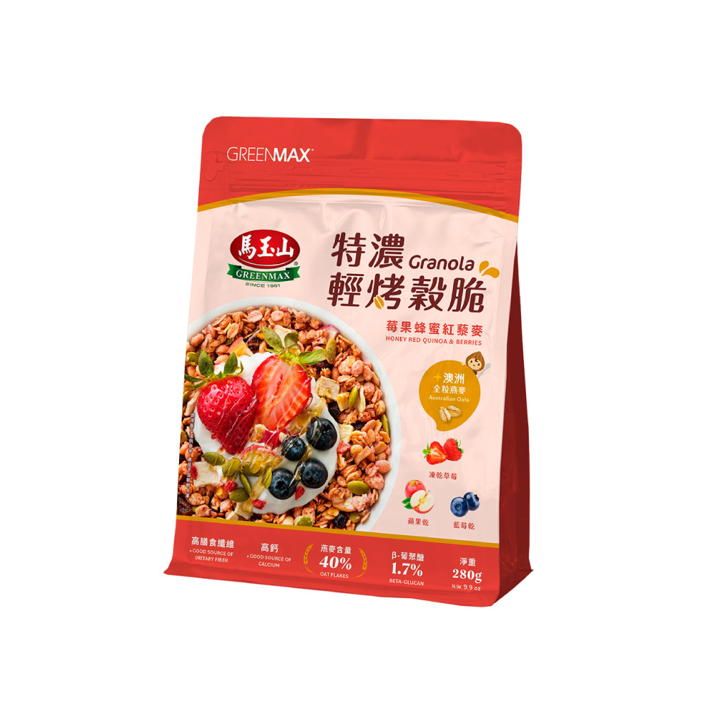 【馬玉山】特濃輕烤穀脆-莓果蜂蜜紅藜麥(280g/包)