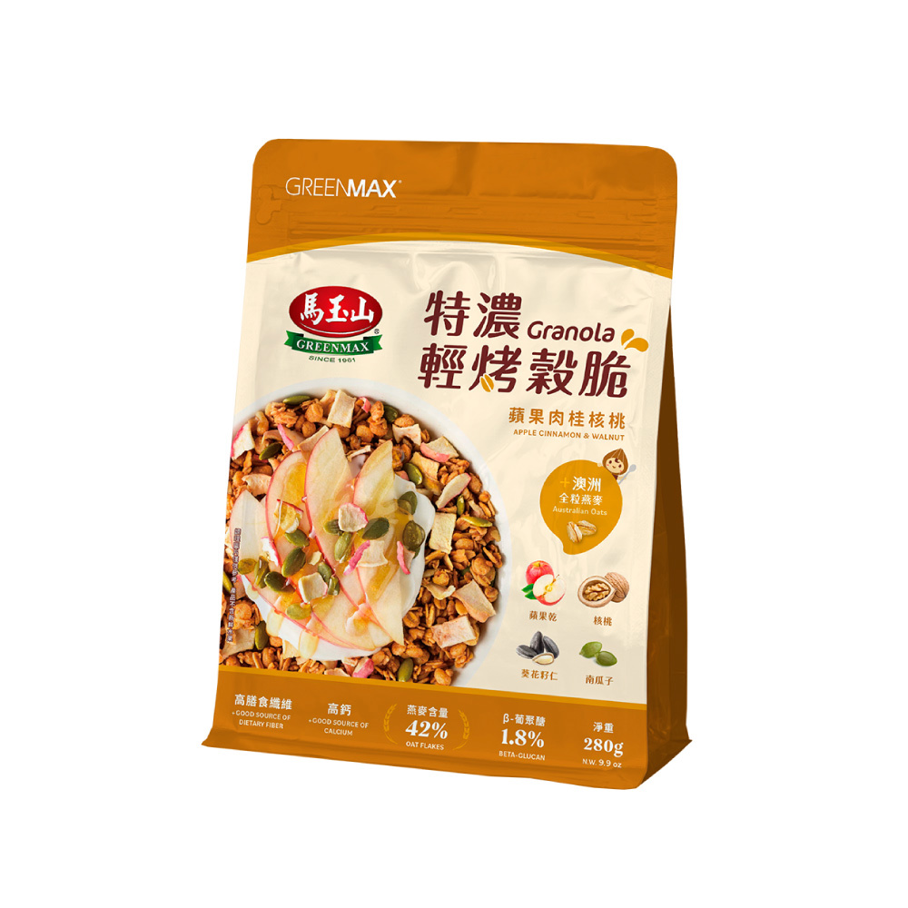 【馬玉山】特濃輕烤穀脆-蘋果肉桂核桃(280g/包)