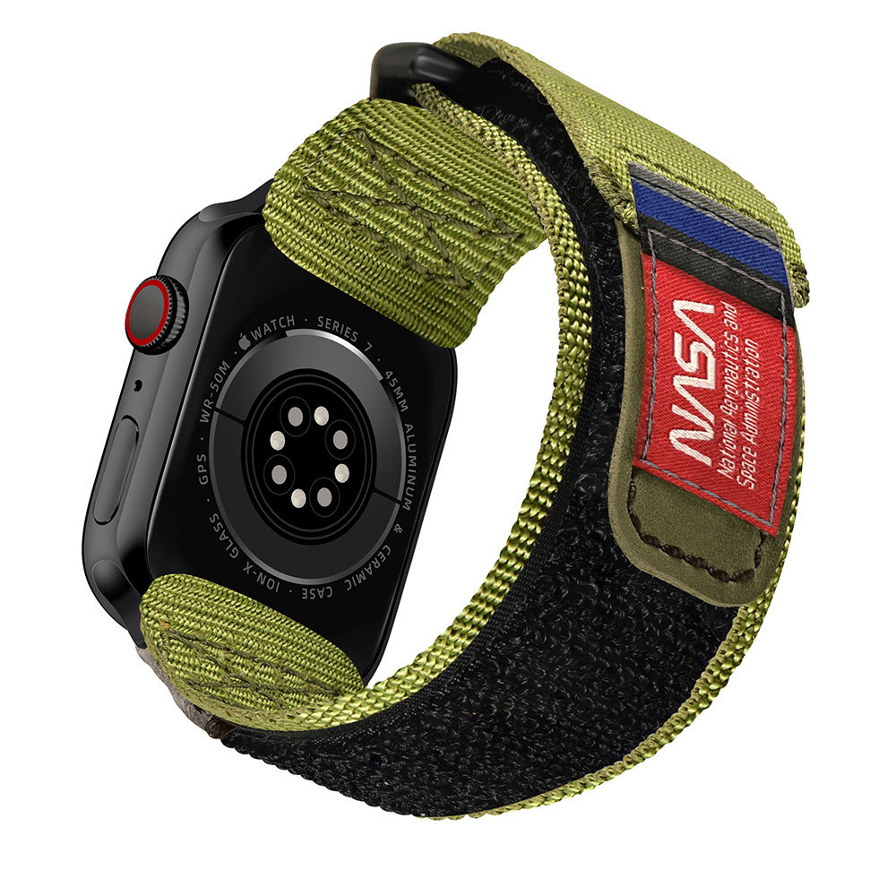【Mifa】NASA系列尼龍真皮革運動錶帶(EDC-34能源綠，適用Apple Watch 1-11代 49/45/44/46mm)