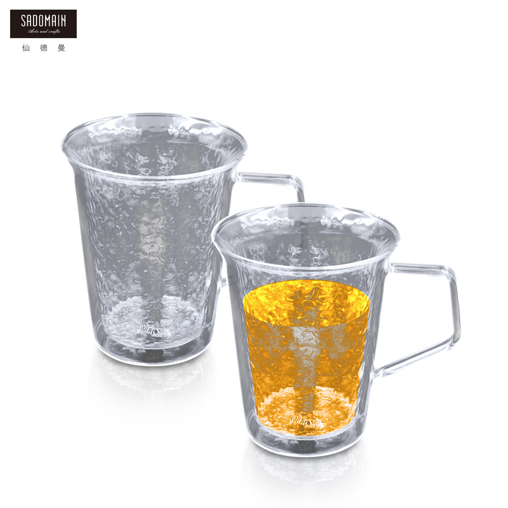 【SADOMAIN】雙層玻璃錘紋杯350ml(2個x1組)