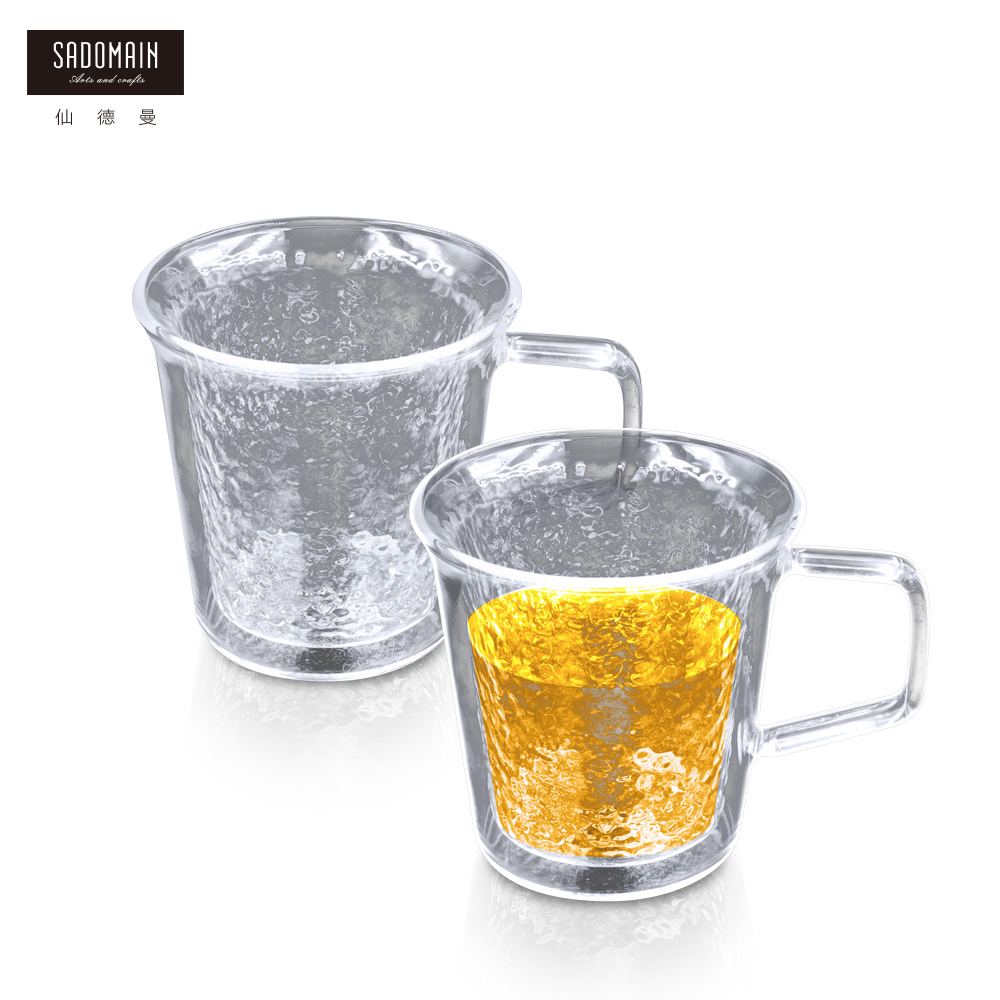 【SADOMAIN】雙層玻璃錘紋杯250ml(2個x1組)