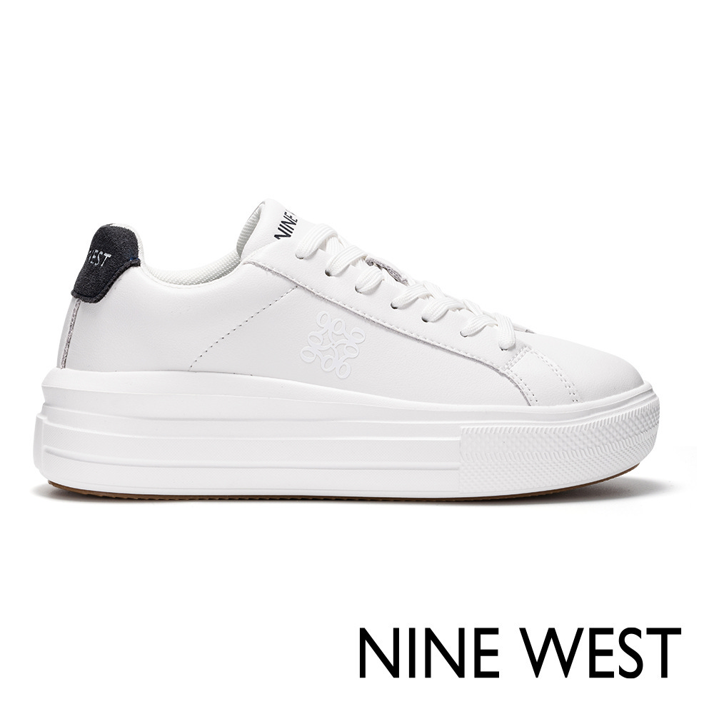 【NINE WEST】真皮超輕量小白鞋-藍US7(NW10275-NAV39)