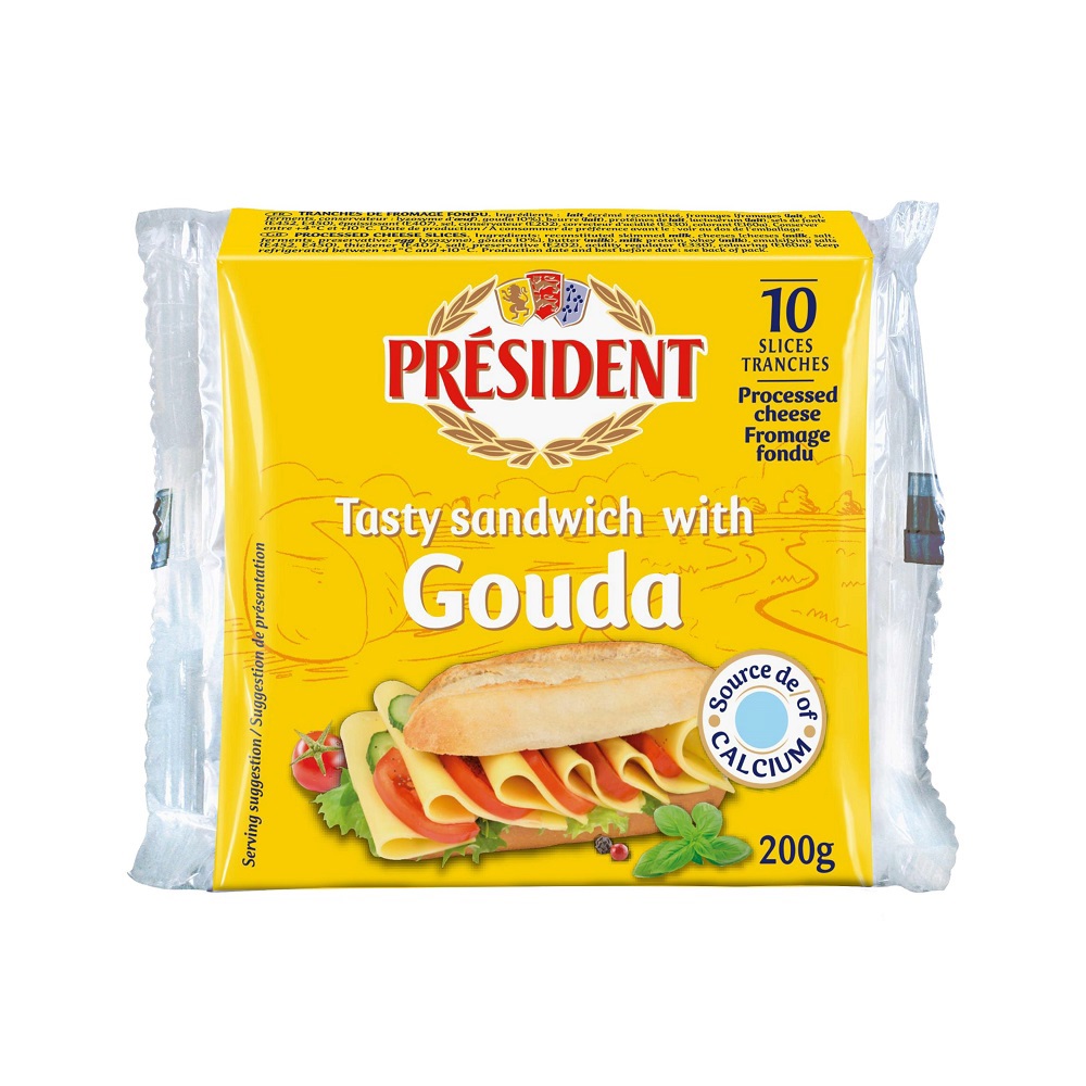 【冷藏店取-總統牌】高達切片乾酪(200g/包)