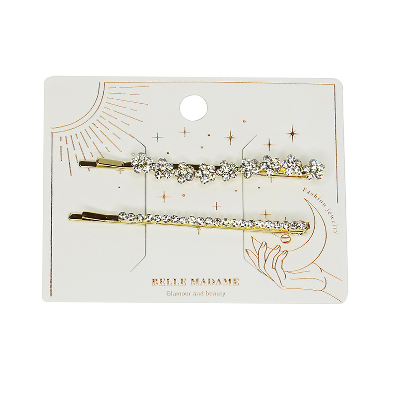 【貝麗瑪丹】森系花朵水鑽一字夾2入(2入)