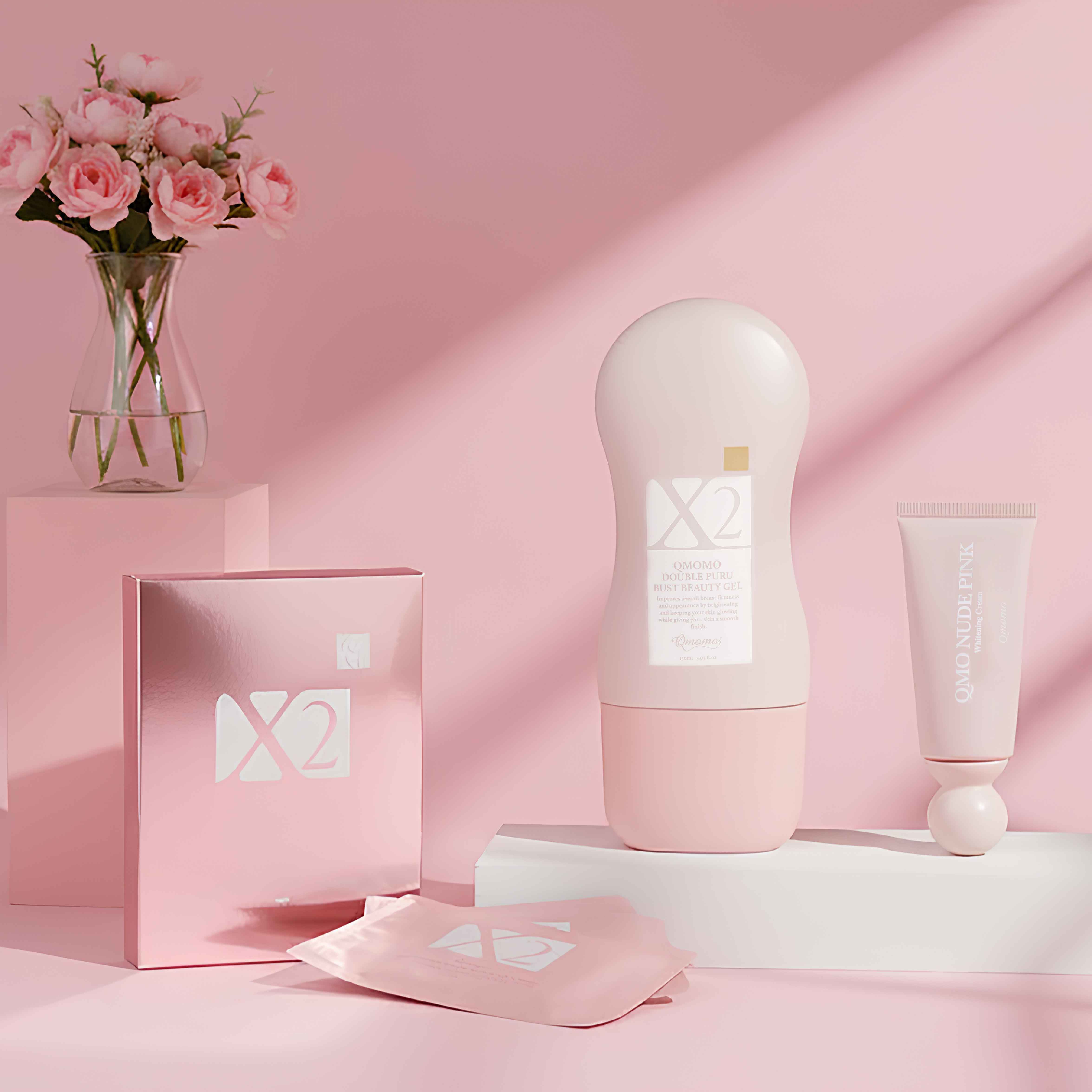 【愛自己美胸組】 【DOUBLE PURU】美胸精華凝膠1入 Nude Pink嫩白乳暈霜1入 美胸精華水針美胸膜3片