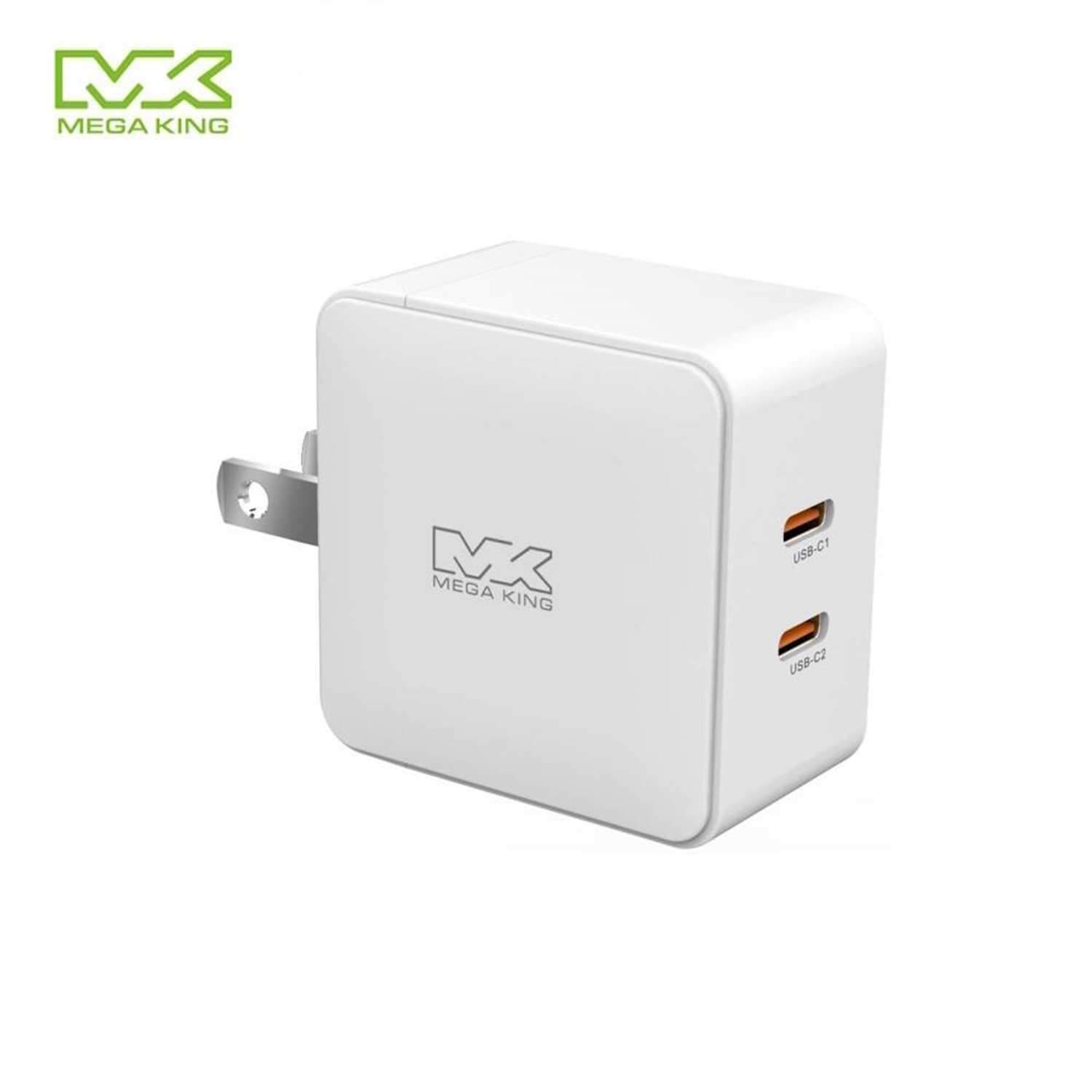 【MEGA KING】45W氮化鎵PD雙孔旅充頭 白(白 / GaN / 2C)