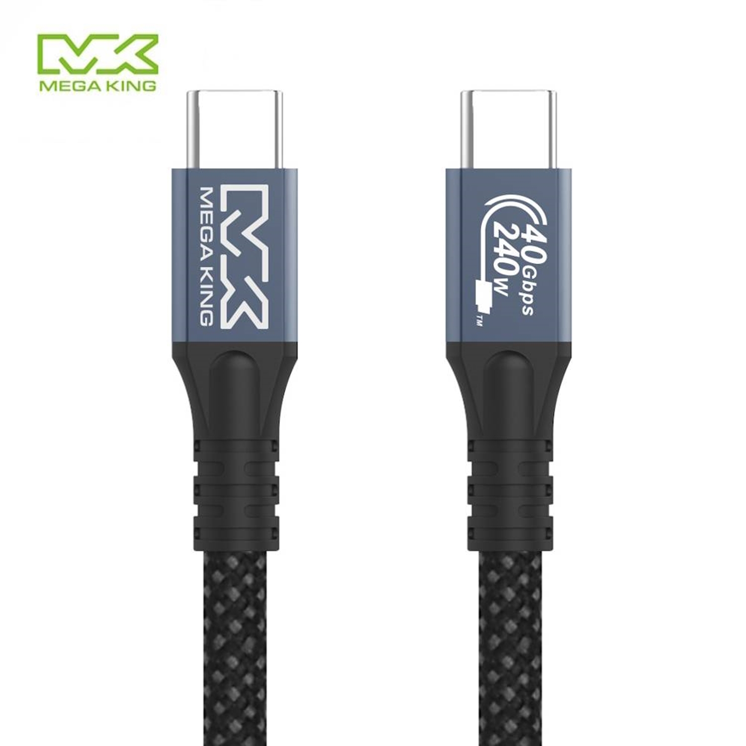 【MEGA KING】1.5M高速傳輸編織充電線 黑(黑 / 240W 40G)