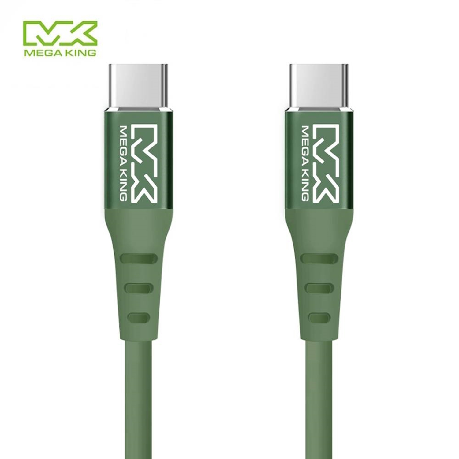 【MEGA KING】傳輸充電親膚線1M 軍綠(軍綠 / C to C)